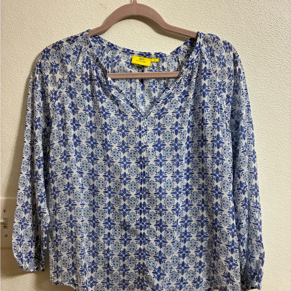 Roller Rabbit Blue and White Floral Blouse